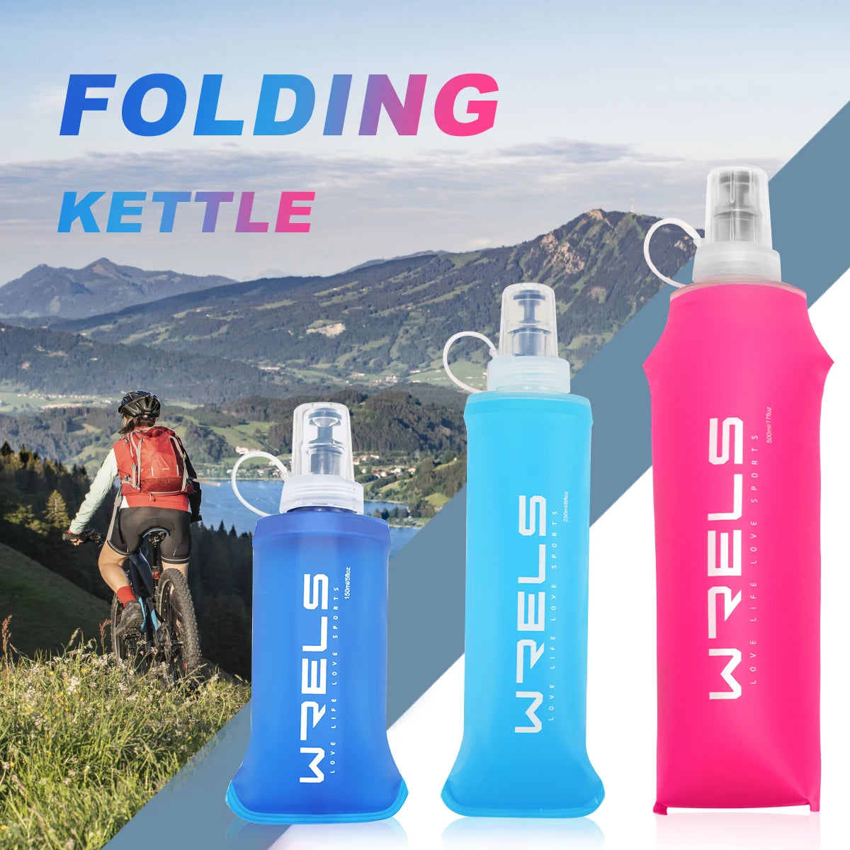 WRELS Soft Folding Water Bottle – BPA-Free Hydration Flask for Outdoor Sports